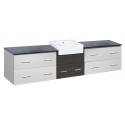American Imaginations AI-19821 96.25-in. W Wall Mount White-Dawn Grey Vanity Set For 3H8-in. Drilling Black Galaxy Top