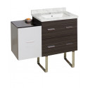 American Imaginations AI-19878 37.75-in. W Floor Mount White-Dawn Grey Vanity Set For 1 Hole Drilling Bianca Carara Top White UM Sink