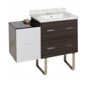 American Imaginations AI-19880 37.75-in. W Floor Mount White-Dawn Grey Vanity Set For 3H4-in. Drilling Bianca Carara Top White UM Sink