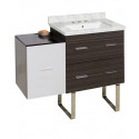 American Imaginations AI-19882 37.75-in. W Floor Mount White-Dawn Grey Vanity Set For 3H8-in. Drilling Bianca Carara Top White UM Sink