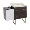 American Imaginations AI-19889 37.75-in. W Floor Mount White-Dawn Grey Vanity Set For 3H8-in. Drilling Biscuit UM Sink