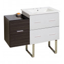 American Imaginations AI-19919 37.75-in. W Floor Mount White-Dawn Grey Vanity Set For 3H8-in. Drilling