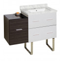 American Imaginations AI-19920 37.75-in. W Floor Mount White-Dawn Grey Vanity Set For 1 Hole Drilling Bianca Carara Top White UM Sink