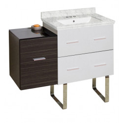 American Imaginations AI-19922 37.75-in. W Floor Mount White-Dawn Grey Vanity Set For 3H4-in. Drilling Bianca Carara Top White UM Sink