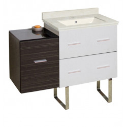 American Imaginations AI-19927 37.75-in. W Floor Mount White-Dawn Grey Vanity Set For 1 Hole Drilling Biscuit UM Sink