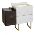 American Imaginations AI-19929 37.75-in. W Floor Mount White-Dawn Grey Vanity Set For 3H4-in. Drilling Biscuit UM Sink