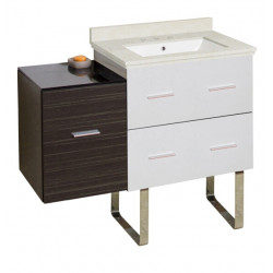 American Imaginations AI-19930 37.75-in. W Floor Mount White-Dawn Grey Vanity Set For 3H8-in. Drilling White UM Sink