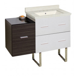 American Imaginations AI-19931 37.75-in. W Floor Mount White-Dawn Grey Vanity Set For 3H8-in. Drilling Biscuit UM Sink