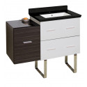 American Imaginations AI-19932 37.75-in. W Floor Mount White-Dawn Grey Vanity Set For 1 Hole Drilling Black Galaxy Top White UM Sink