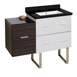 American Imaginations AI-19934 37.75-in. W Floor Mount White-Dawn Grey Vanity Set For 3H4-in. Drilling Black Galaxy Top White UM Sink