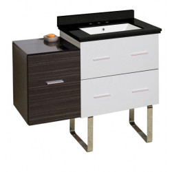 American Imaginations AI-19936 37.75-in. W Floor Mount White-Dawn Grey Vanity Set For 3H8-in. Drilling Black Galaxy Top White UM Sink