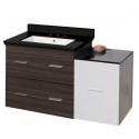 American Imaginations AI-19957 37.75-in. W Wall Mount White-Dawn Grey Vanity Set For 3H8-in. Drilling Black Galaxy Top White UM Sink