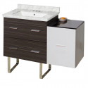 American Imaginations AI-19964 37.75-in. W Floor Mount White-Dawn Grey Vanity Set For 3H4-in. Drilling Bianca Carara Top White UM Sink