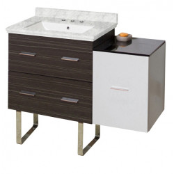 American Imaginations AI-19966 37.75-in. W Floor Mount White-Dawn Grey Vanity Set For 3H8-in. Drilling Bianca Carara Top White UM Sink