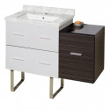 American Imaginations AI-20004 37.75-in. W Floor Mount White-Dawn Grey Vanity Set For 1 Hole Drilling Bianca Carara Top White UM Sink