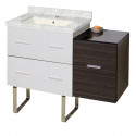 American Imaginations AI-20005 37.75-in. W Floor Mount White-Dawn Grey Vanity Set For 1 Hole Drilling Bianca Carara Top Biscuit UM Sink