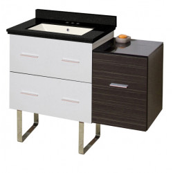 American Imaginations AI-20019 37.75-in. W Floor Mount White-Dawn Grey Vanity Set For 3H4-in. Drilling Black Galaxy Top Biscuit UM Sink