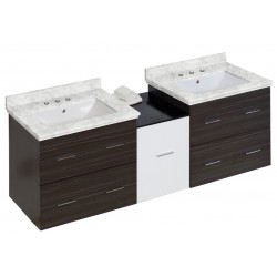 American Imaginations AI-20032 61.5-in. W Wall Mount White-Dawn Grey Vanity Set For 3H8-in. Drilling Bianca Carara Top White UM Sink