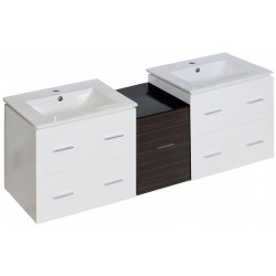American Imaginations AI-20064 61.5-in. W Wall Mount White-Dawn Grey Vanity Set For 1 Hole Drilling