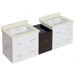 American Imaginations AI-20073 61.5-in. W Wall Mount White-Dawn Grey Vanity Set For 1 Hole Drilling White UM Sink