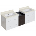 American Imaginations AI-20075 61.5-in. W Wall Mount White-Dawn Grey Vanity Set For 3H4-in. Drilling White UM Sink