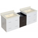 American Imaginations AI-20078 61.5-in. W Wall Mount White-Dawn Grey Vanity Set For 3H8-in. Drilling Biscuit UM Sink