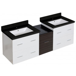 American Imaginations AI-20079 61.5-in. W Wall Mount White-Dawn Grey Vanity Set For 1 Hole Drilling Black Galaxy Top White UM Sink