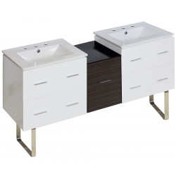 American Imaginations AI-20087 61.5-in. W Floor Mount White-Dawn Grey Vanity Set For 3H8-in. Drilling