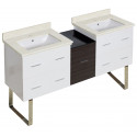 American Imaginations AI-20094 61.5-in. W Floor Mount White-Dawn Grey Vanity Set For 1 Hole Drilling White UM Sink