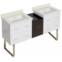 American Imaginations AI-20096 61.5-in. W Floor Mount White-Dawn Grey Vanity Set For 3H4-in. Drilling White UM Sink