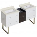 American Imaginations AI-20098 61.5-in. W Floor Mount White-Dawn Grey Vanity Set For 3H8-in. Drilling White UM Sink