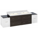 American Imaginations AI-20112 76-in. W Wall Mount White-Dawn Grey Vanity Set For 3H4-in. Drilling Bianca Carara Top Biscuit UM Sink