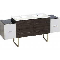 American Imaginations AI-20127 76-in. W Floor Mount White-Dawn Grey Vanity Set For 1 Hole Drilling