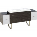 American Imaginations AI-20128 74.5-in. W Floor Mount White-Dawn Grey Vanity Set For 3H4-in. Drilling