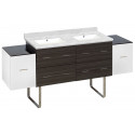 American Imaginations AI-20130 76-in. W Floor Mount White-Dawn Grey Vanity Set For 1 Hole Drilling Bianca Carara Top White UM Sink
