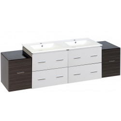 American Imaginations AI-20148 74.5-in. W Wall Mount White-Dawn Grey Vanity Set For 1 Hole Drilling