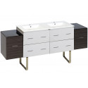 American Imaginations AI-20169 74.5-in. W Floor Mount White-Dawn Grey Vanity Set For 1 Hole Drilling