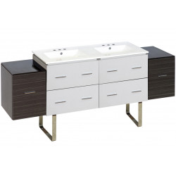 American Imaginations AI-20171 74.5-in. W Floor Mount White-Dawn Grey Vanity Set For 3H8-in. Drilling