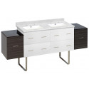 American Imaginations AI-20176 74.5-in. W Floor Mount White-Dawn Grey Vanity Set For 3H8-in. Drilling Bianca Carara Top White UM Sink