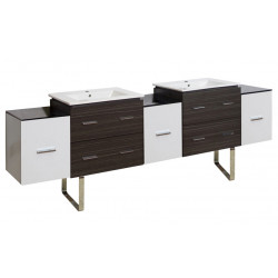 American Imaginations AI-20211 90-in. W Floor Mount White-Dawn Grey Vanity Set For 1 Hole Drilling