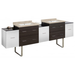 American Imaginations AI-20220 90-in. W Floor Mount White-Dawn Grey Vanity Set For 1 Hole Drilling White UM Sink