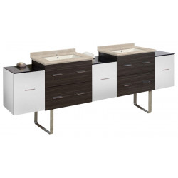 American Imaginations AI-20221 90-in. W Floor Mount White-Dawn Grey Vanity Set For 1 Hole Drilling Biscuit UM Sink