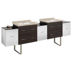 American Imaginations AI-20222 90-in. W Floor Mount White-Dawn Grey Vanity Set For 3H4-in. Drilling White UM Sink