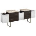 American Imaginations AI-20223 90-in. W Floor Mount White-Dawn Grey Vanity Set For 3H4-in. Drilling Biscuit UM Sink