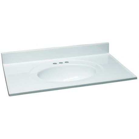Design House 553396 Solid White Cultured Marble Single Bowl Top