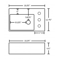 American Imaginations AI-19830 16.25-in. W Above Counter White Vessel For 3H8-in. Right Drilling