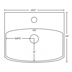 American Imaginations AI-20283 19.5-in. W Wall Mount White Vessel For 1 Hole Center Drilling