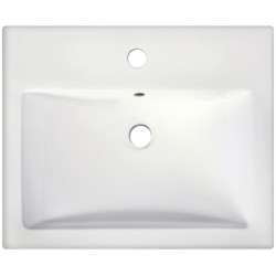 American Imaginations AI-20310 20.75-in. W Semi-Recessed White Vessel For 1 Hole Center Drilling