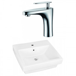 American Imaginations AI-22409 20.5-in. W Above Counter White Vessel Set For 1 Hole Center Faucet - Faucet Included