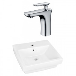 American Imaginations AI-22410 20.5-in. W Above Counter White Vessel Set For 1 Hole Center Faucet - Faucet Included